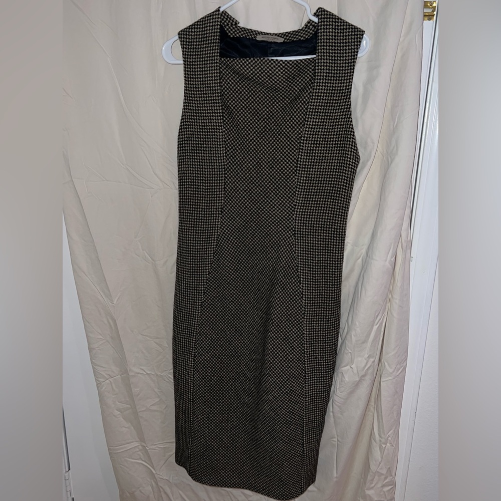 Bottega Veneta Black and Brown Checkered Midi Dress